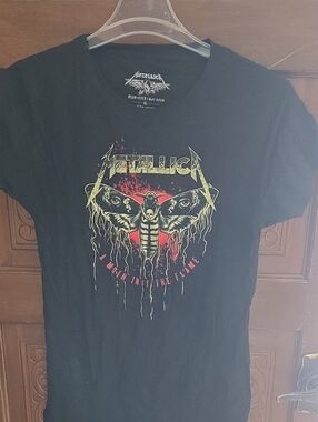 3 For $40 Metallica Women's Black 'Moth Into the Flame' Short Sleeve Tee